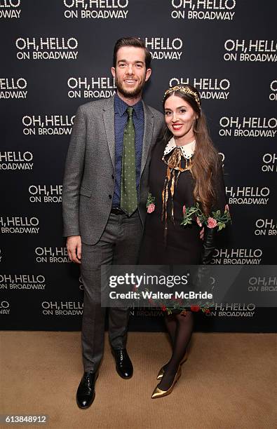 John Mulaney and wife Annamarie Tendler attend the opening night performance after party press reception for 'Oh, Hello On Broadway' at Brasserie 8...