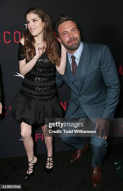 Anna Kendrick and Ben Affleck attend the Premiere Of Warner Bros Pictures' "The Accountant" at TCL Chinese Theatre on October 10, 2016 in Hollywood,...