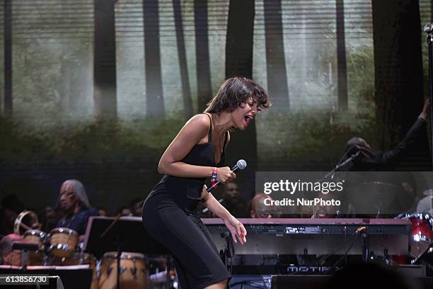 Alice Smith, singer/songwriter, performs at Harry Belafonte's Many Rivers Music, Art &amp; Social Justice festival, a two-day event with a...