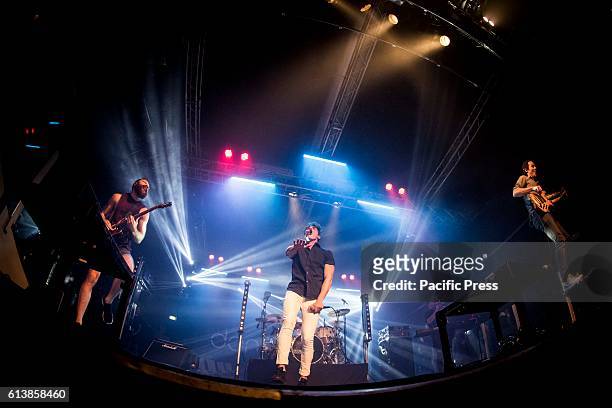 The British rock band Don Broco pictured on stage as they perform live at Magazzini Generali.