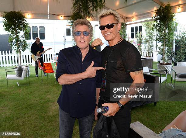 Musicians Pete Townshend , Roger Daltrey of The Who and Billy Idol attend Desert Trip at The Empire Polo Club on October 9, 2016 in Indio, California.