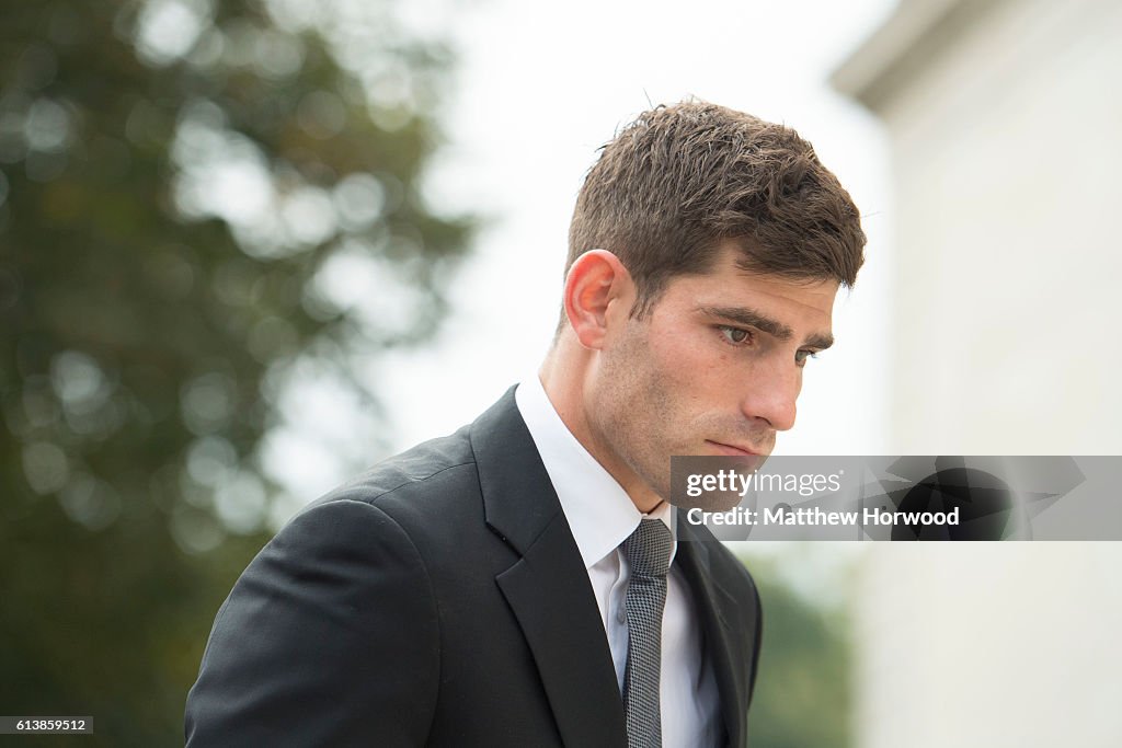 Footballer Ched Evans Arrives At Court For His Retrial On Rape Charges