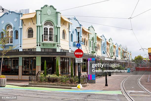 new regent street nel centro di christchurch, nuova zelanda - christchurch foto e immagini stock