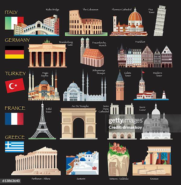 stockillustraties, clipart, cartoons en iconen met world symbols - greek islands