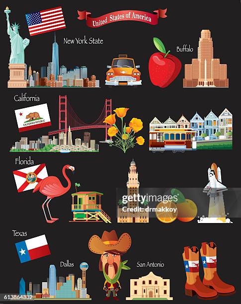 usa symbols - san antonio texas stock illustrations