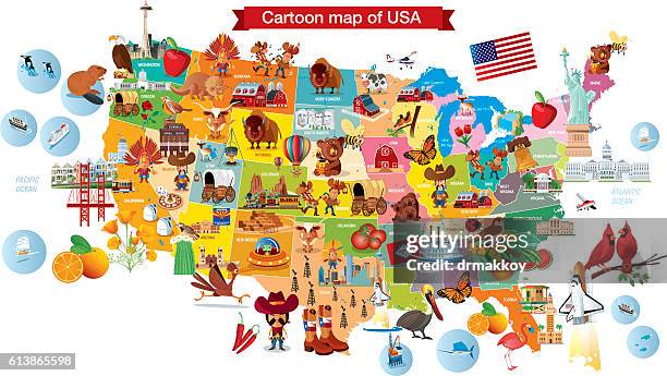 stockillustraties, clipart, cartoons en iconen met cartoon map of usa - delaware