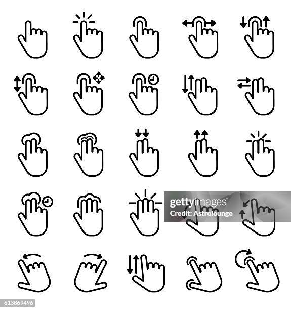 stockillustraties, clipart, cartoons en iconen met touch gestures icons - scrollen