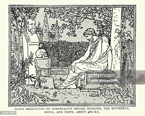Plato Meditando Sobre A Imortalidade Diante De Scrates, Foto de stock