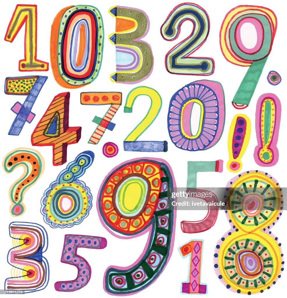 Colorful Designs Using Numbers Colourful Numbers High-Res Vector Graphic - Getty Images