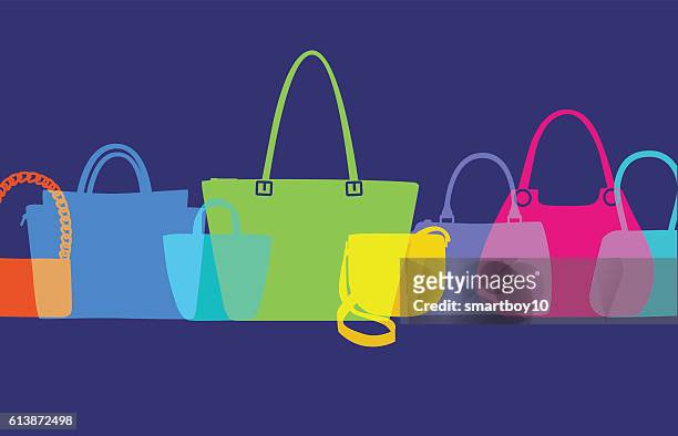 womens fashion bags - high end store fronts stock illustrations