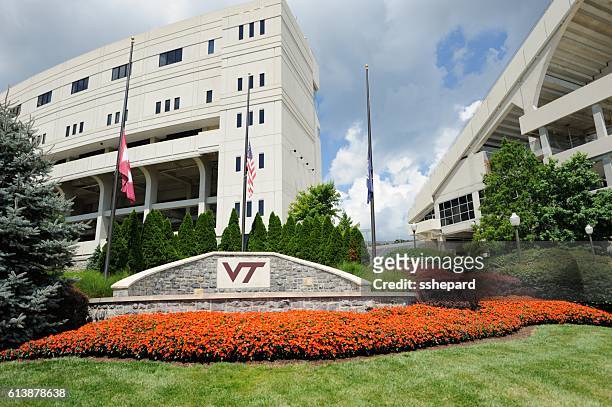 plaza near lane stadium at virginia tech - virginia polytechnic institute and state university stock pictures, royalty-free photos & images