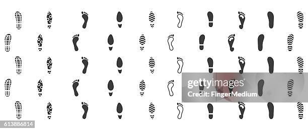 footsteps-symbolsatz - fuß anatomiebegriff stock-grafiken, -clipart, -cartoons und -symbole