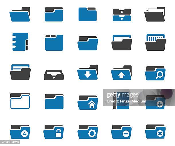 folder icon set - security settings stock illustrations