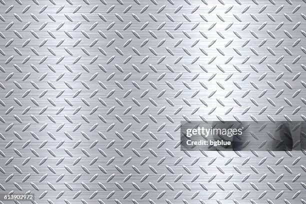 stockillustraties, clipart, cartoons en iconen met background of metal diamond plate in silver color - traanplaat