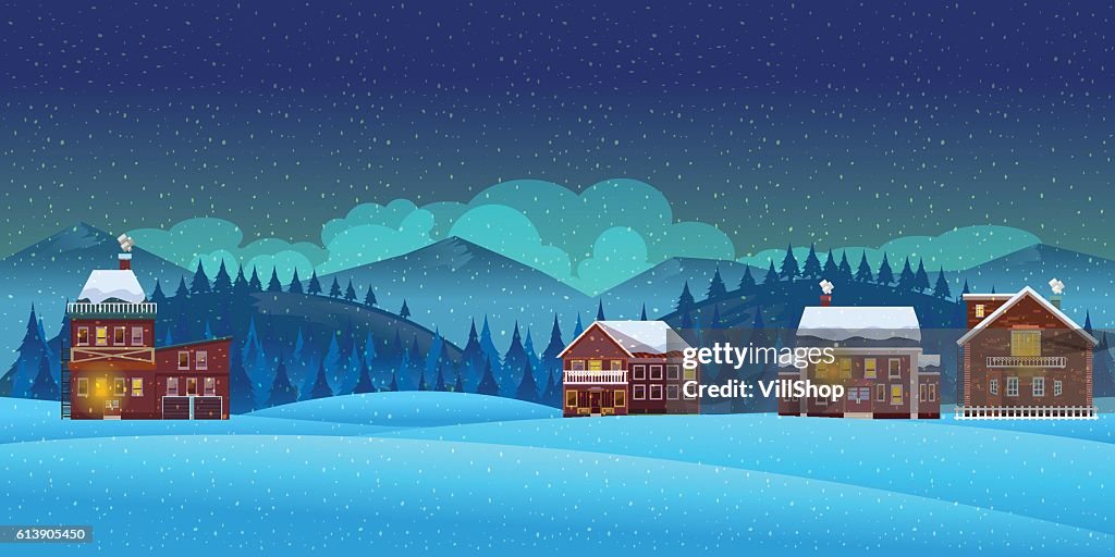 Cartoon Winter Landscape Background High-Res Vector Graphic - Getty Images