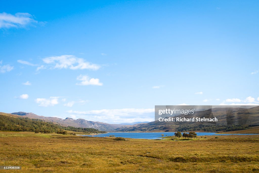 Loch Achall near Ullapool, Blue Sky, Scottish Highlands