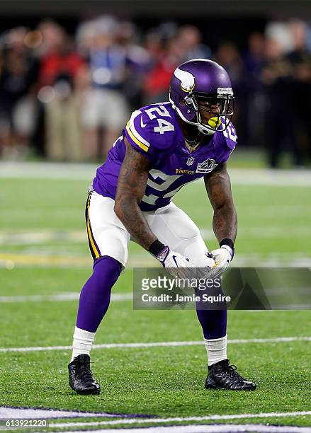 Cornerback Captain Munnerlyn of the Minnesota Vikings in action during the game against the Green Bay Packers on September 18, 2016 in Minneapolis,...