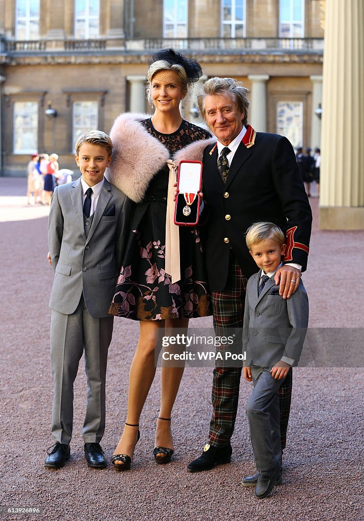 Rod Stewart Receives Knighthood At Buckingham Palace