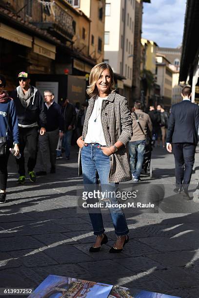 Elena Braghieri is seen wearing Peuterey jacket on October 9, 2016 in Florence, Italy.