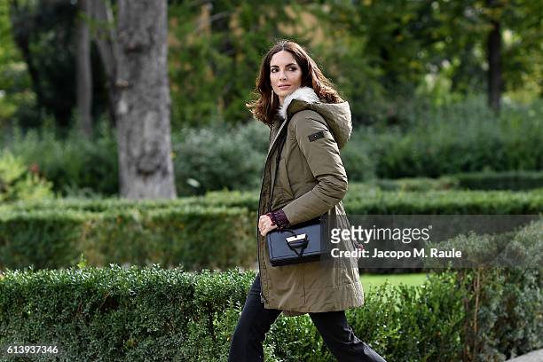 Eugenia Silva is seen wearing Peuterey "Felicity" jacket on October 9, 2016 in Florence, Italy.