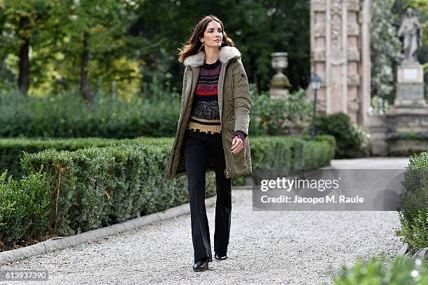 Eugenia Silva is seen wearing Peuterey "Felicity" jacket on October 9, 2016 in Florence, Italy.