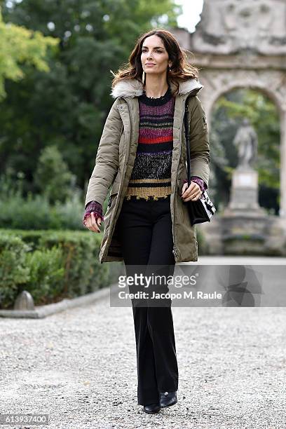 Eugenia Silva is seen wearing Peuterey "Felicity" jacket on October 9, 2016 in Florence, Italy.