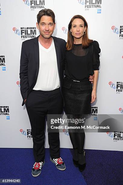 Dougray Scott and Claire Forlani attend the 'London Town' screening during the 60th BFI London Film Festival at Haymarket Cinema on October 11, 2016...