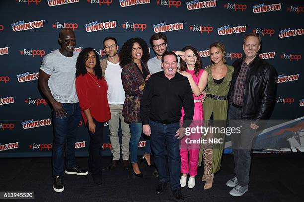 Midnight, Texas" Press Room -- Pictured: Peter Mensah, Executive Producer Monica Owusu-Breen, Dylan Bruce, Parisa Fitz-Henley, Francois Arnaud,...