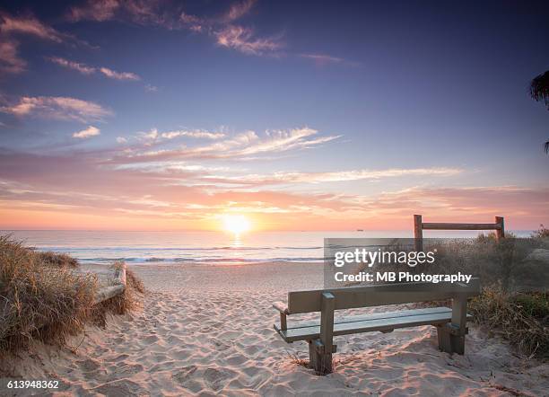 beach sunrise - sunshine coast australië stockfoto's en -beelden