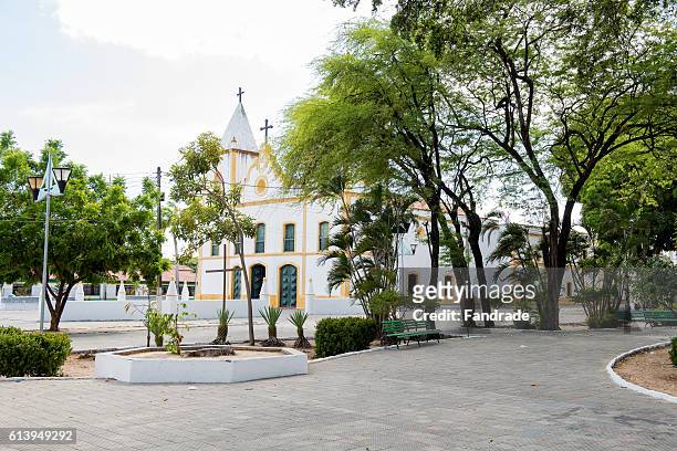 square church of aquiraz, ceara, brazil - aquiraz stockfoto's en -beelden