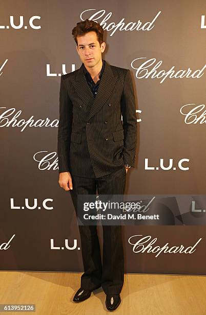 Mark Ronson attends the cocktail opening of the Chopard exhibition 'L.U.C - L'art d'une Manufacture' at Phillips Gallery on October 11, 2016 in...