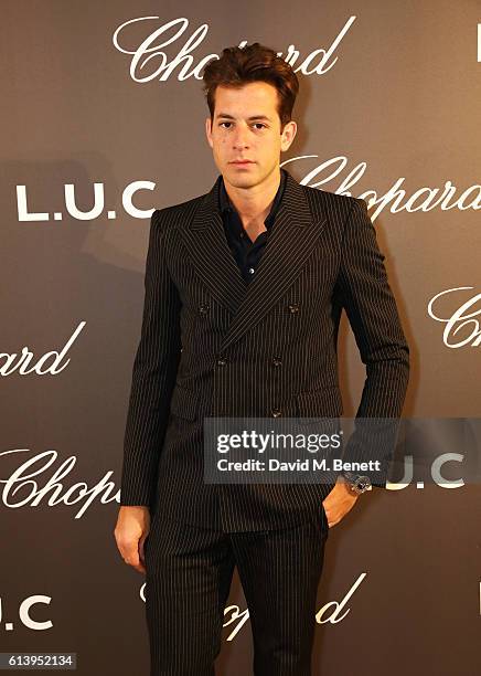 Mark Ronson attends the cocktail opening of the Chopard exhibition 'L.U.C - L'art d'une Manufacture' at Phillips Gallery on October 11, 2016 in...