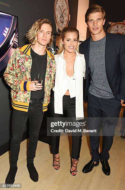 Dougie Poynter, Mollie King and Toby Huntington-Whiteley attend the cocktail opening of the Chopard exhibition 'L.U.C - L'art d'une Manufacture' at...