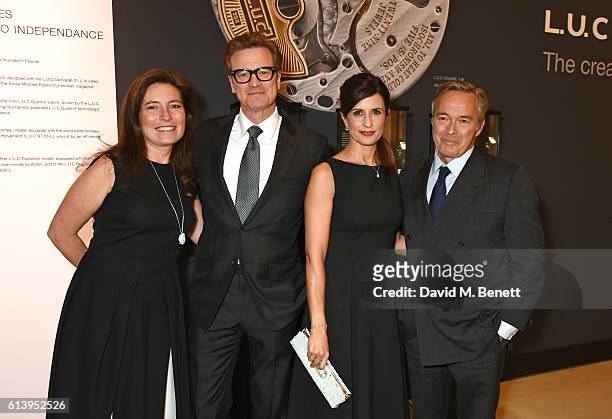 Christine Scheufele, Colin Firth, Livia Firth and Karl-Friedrich Scheufele, Co-President of Chopard, attend the cocktail opening of the Chopard...