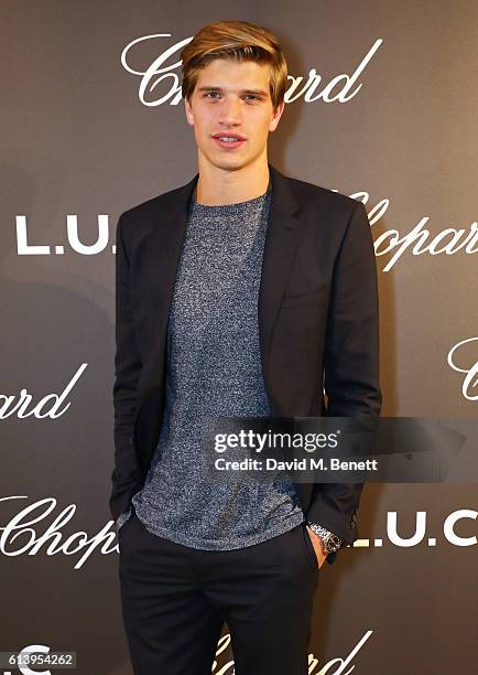 Toby Huntington-Whiteley attends the cocktail opening of the Chopard exhibition 'L.U.C - L'art d'une Manufacture' at Phillips Gallery on October 11,...