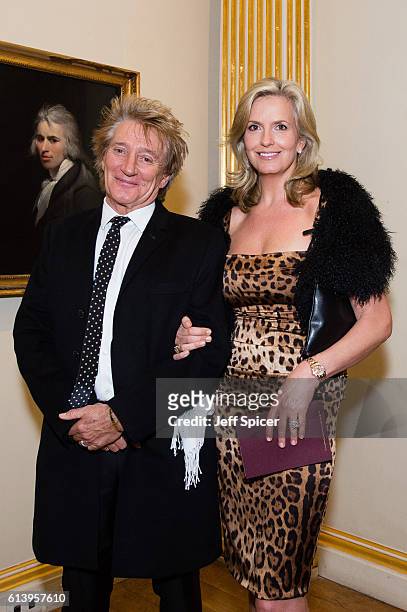 Rod Stewart and Penny Lancaster attend a reception and awards ceremony at Royal Academy of Arts on October 11, 2016 in London, England.