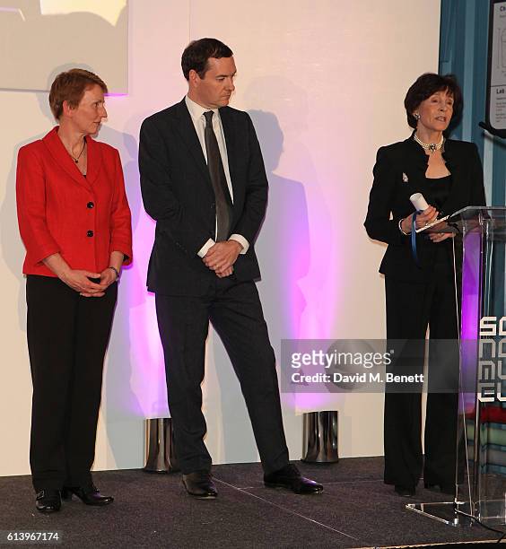 Helen Sharman, George Osborne and Dame Mary Archer attend the opening of the Science Museum's new interactive gallery 'Wonderlab' on October 11, 2016...