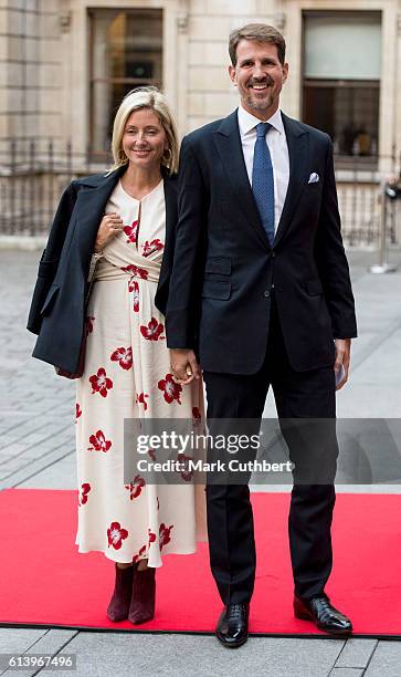 Crown Prince Pavlos of Greece and Crown Princess Marie Chantal of Greece arrive for an awards ceremony at The Royal Academy of Arts on October 11,...