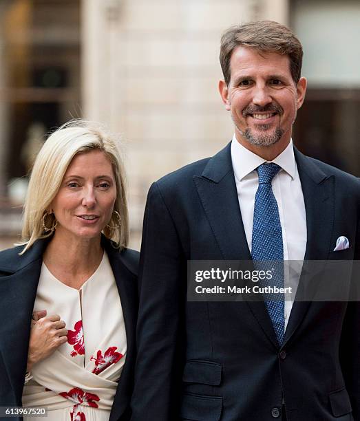 Crown Prince Pavlos of Greece and Crown Princess Marie Chantal of Greece arrive for an awards ceremony at The Royal Academy of Arts on October 11,...