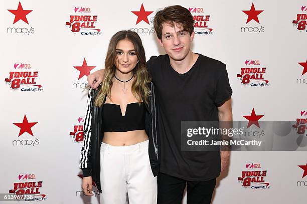 Singers Daya and Charlie Puth attend the Jingle Ball 2016 Official Kick Off Event, presented by Capital One, at Macy's Herald Square on October 11,...