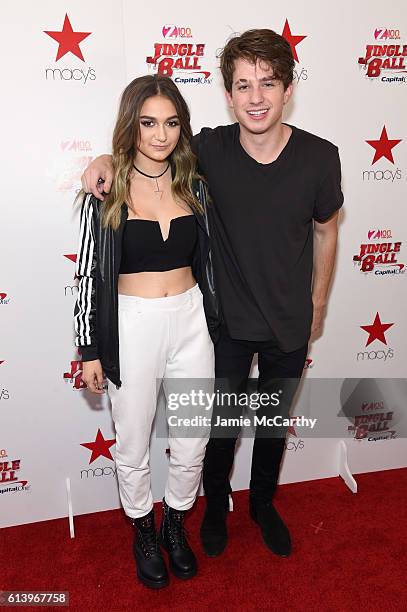 Singers Daya and Charlie Puth attend the Jingle Ball 2016 Official Kick Off Event, presented by Capital One, at Macy's Herald Square on October 11,...