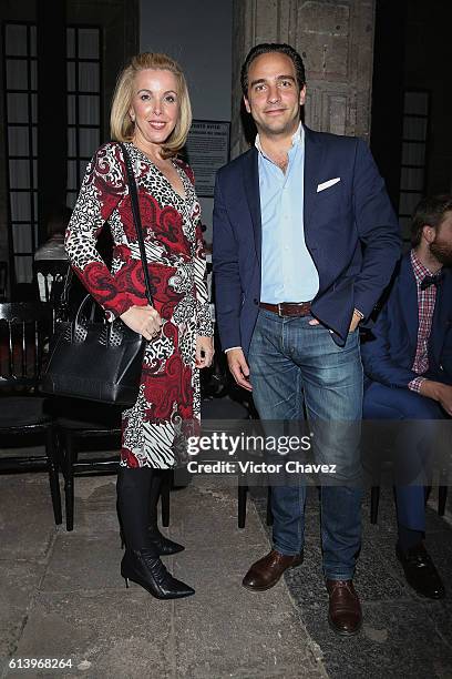 Conde Nast Mexico and Latin America general director, Eva Hughes and Enrique Sanchez Armas attend the first day of Mercedes-Benz Fashion Week Mexico...