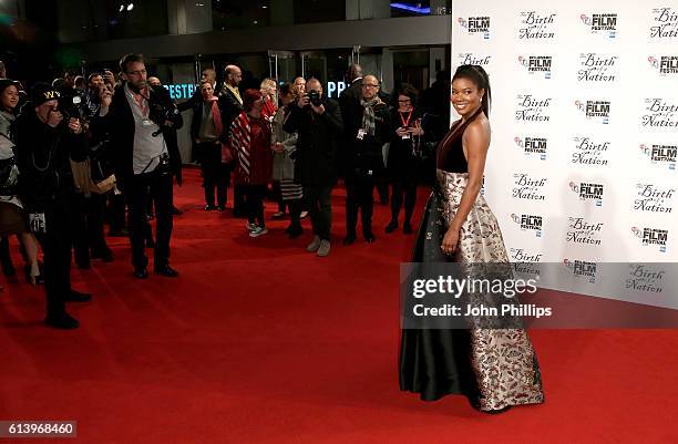 Actress Gabrielle Union attends 'The Birth Of A Nation' International Premiere screening during the 60th BFI London Film Festival at Odeon Leicester...