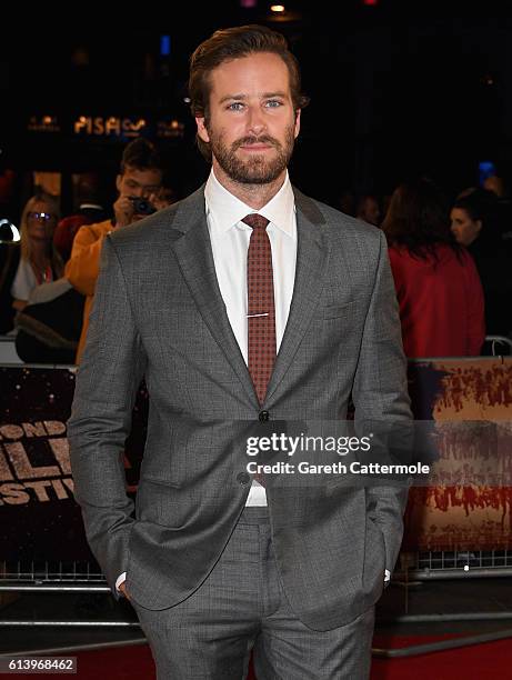 Armie Hammer attends 'The Birth Of A Nation' International Premiere screening during the 60th BFI London Film Festival at Odeon Leicester Square on...