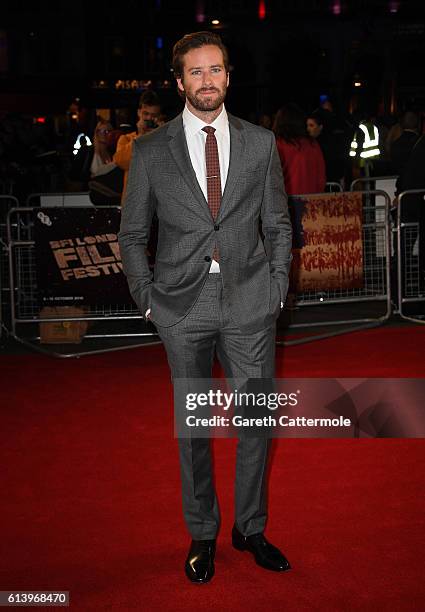 Armie Hammer attends 'The Birth Of A Nation' International Premiere screening during the 60th BFI London Film Festival at Odeon Leicester Square on...