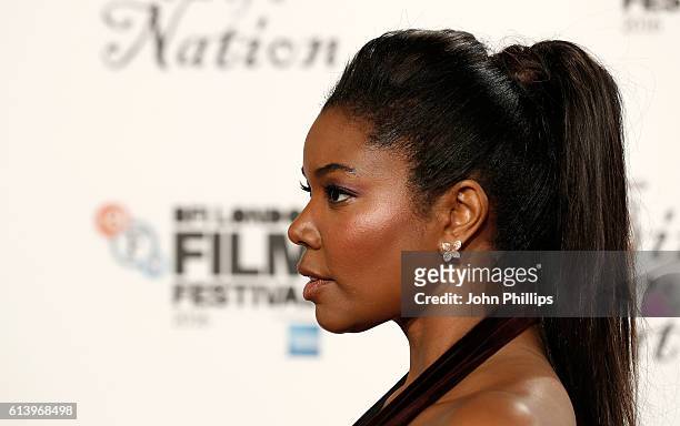 Actress Gabrielle Union attends 'The Birth Of A Nation' International Premiere screening during the 60th BFI London Film Festival at Odeon Leicester...