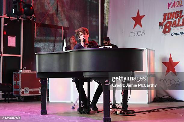 Singer Charlie Puth performs onstage during the Jingle Ball 2016 Official Kick Off Event, presented by Capital One, at Macy's Herald Square on...