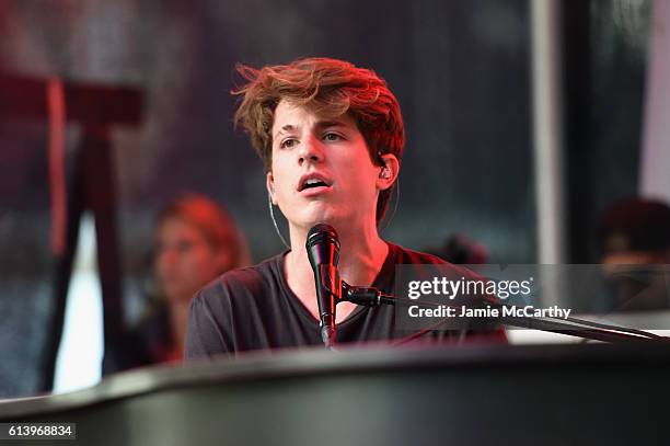 Singer Charlie Puth performs onstage during the Jingle Ball 2016 Official Kick Off Event, presented by Capital One, at Macy's Herald Square on...