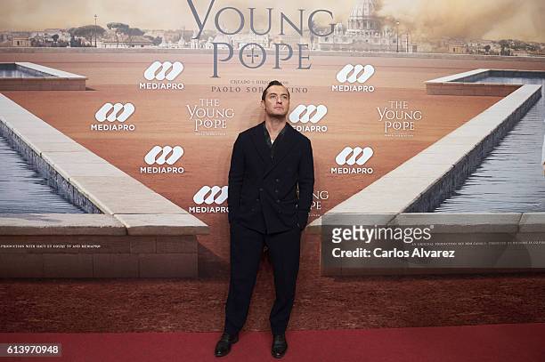 Actor Jude Law attends 'The Young Pope' premiere at the Palafox cinema on October 11, 2016 in Madrid, Spain.