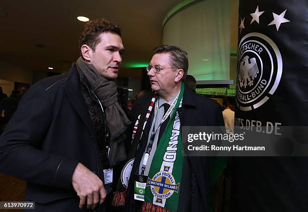 Secretary General Friedrich Curtius and Reinhard Grindel , president of Deutscher Fussball Bund DFB, attend the Club Of Former National Players...